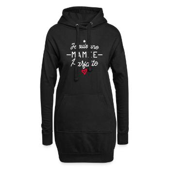 mamie parfaite / humour grand-mère - Sweat-shirt à capuche long Femme - noir - Devant