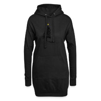 Frohe Weihnachten smart mit Baum & Stern - Hoodie-Kleid - Schwarz - Vorne