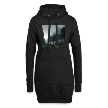 Schöne Landschaft im Nebel - Hoodie-Kleid - Schwarz - Vorne