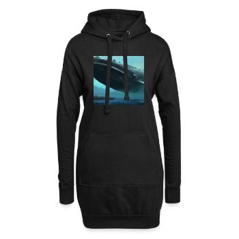 Wal schwebt am Himmel - Hoodie-Kleid - Schwarz - Vorne