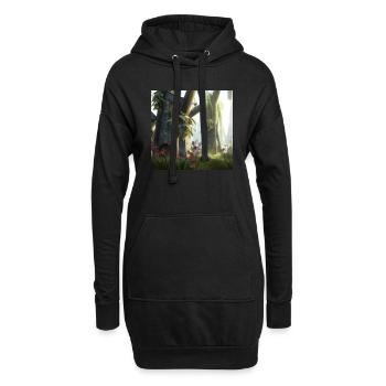 Magischer Wald - Hoodie-Kleid - Schwarz - Vorne