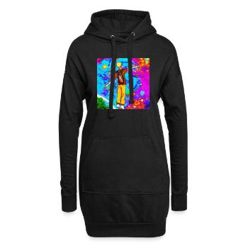 Glücklicher Junge - Hoodie-Kleid - Schwarz - Vorne