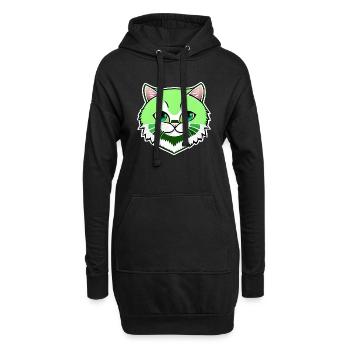 mignon petit chat vert - Sweat-shirt à capuche long Femme - noir - Devant