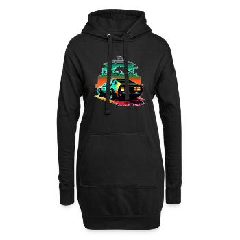 80er Retro Sportwagen in Sci-Fi 8-Bit Grafik - Hoodie-Kleid - Schwarz - Vorne