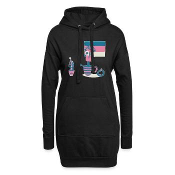 Un génie qui sort du café - Sweat-shirt à capuche long Femme - noir - Devant