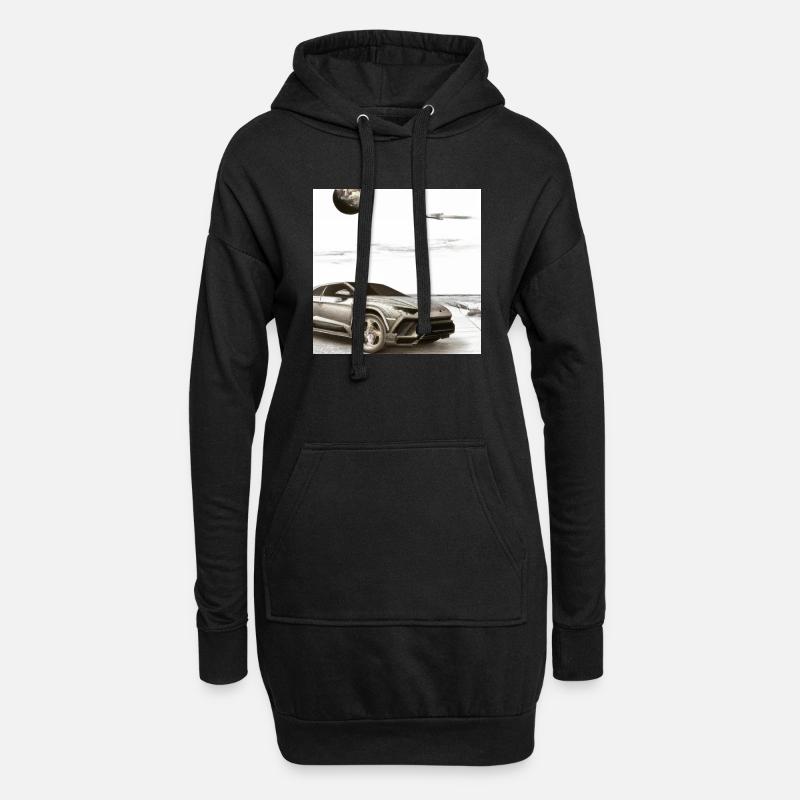 SUV am Strand - Hoodie-Kleid - Schwarz