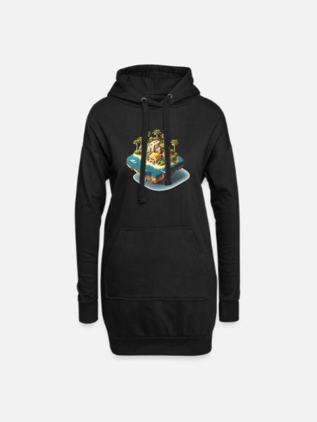 Insel 3D Geschenk - Hoodie-Kleid - Schwarz
