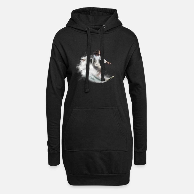 Dieu du surf - Sweat-shirt à capuche long Femme - noir