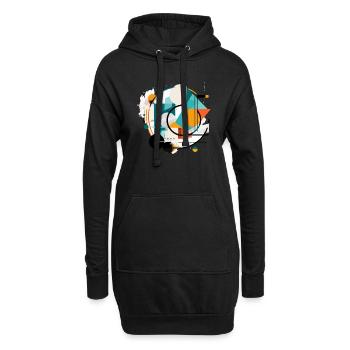 Abstraktes geometrisches Design - Hoodie-Kleid - Schwarz - Vorne