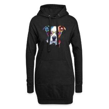 Rox, der Hund mit Brille - Hoodie-Kleid - Schwarz - Vorne