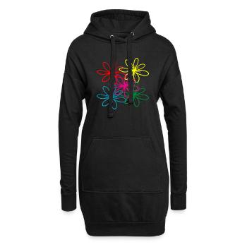 Flower Blume Pflanze - Hoodie-Kleid - Schwarz - Vorne