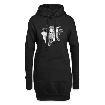 Die Kuh in Bleistift 2 - Hoodie-Kleid - Schwarz - Vorne