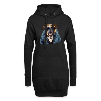 Urban Bulldog: Streetwise Bulldog-Vibes - Hoodie-Kleid - Schwarz - Vorne