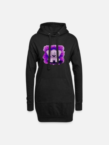lachender elefant - Hoodie-Kleid - Schwarz