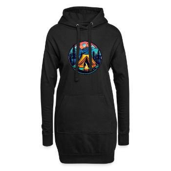 Camping & Lagerfeuer - Hoodie-Kleid - Schwarz - Vorne