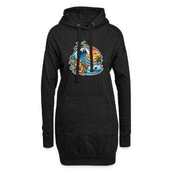 surf plage palmier soleil vacances - Sweat-shirt à capuche long Femme - noir - Devant