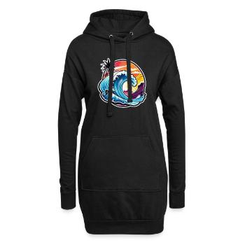 surf plage palmier soleil vacances - Sweat-shirt à capuche long Femme - noir - Devant