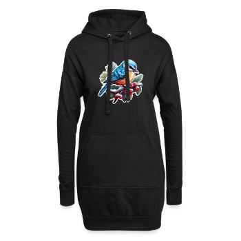 Schneetanz des Vogels - Hoodie-Kleid - Schwarz - Vorne