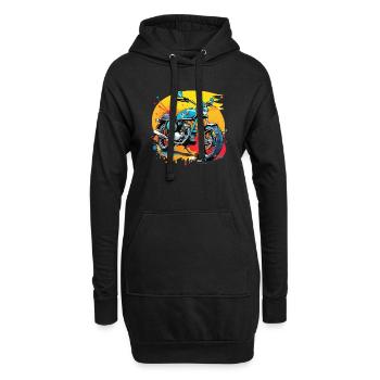 moto vintage style retro - graffiti - Sweat-shirt à capuche long Femme - noir - Devant