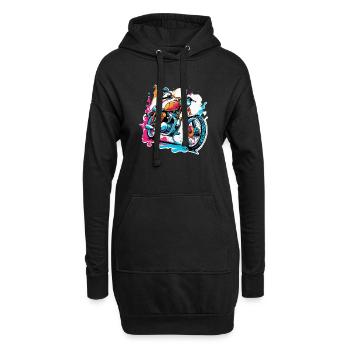 moto vintage style retro - graffiti - Sweat-shirt à capuche long Femme - noir - Devant