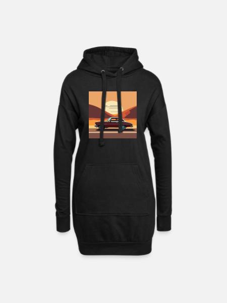 Auto / Oldtimer /Sonnenuntergang - Hoodie-Kleid - Schwarz