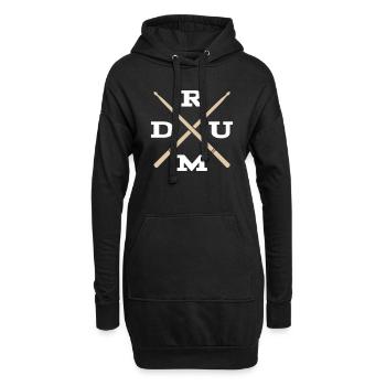 Drum Kreuz Schlagzeuger Schlagzeug Farbwechsel - Hoodie-Kleid - Schwarz - Vorne