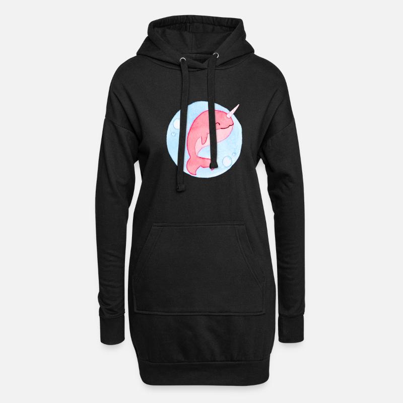 Mignon bébé baleine - Sweat-shirt à capuche long Femme - noir