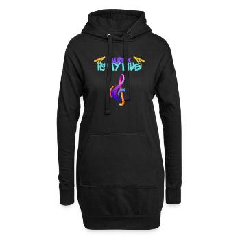 Musik - Hoodie-Kleid - Schwarz - Vorne