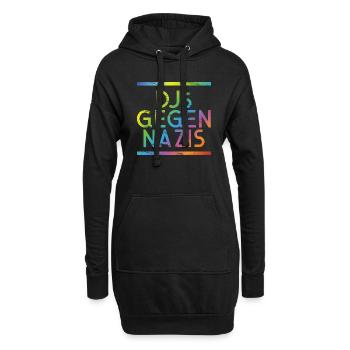 DJs gegen Nazis Regenbogen - Hoodie-Kleid - Schwarz - Vorne