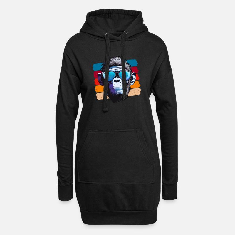 Cool Monkey - Hoodie-Kleid - Schwarz