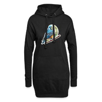 Wellensittich blau - Hoodie-Kleid - Schwarz - Vorne