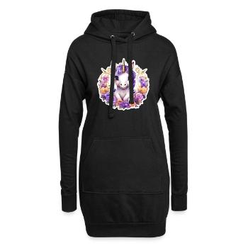 Licorne avec des Roses colorées - Licorne douce - Sweat-shirt à capuche long Femme - noir - Devant