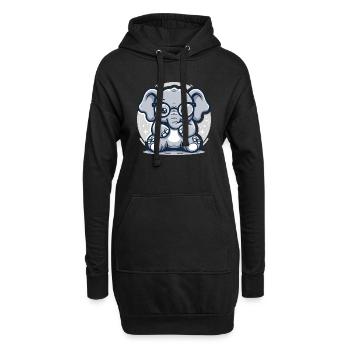 Éléphant - Sweat-shirt à capuche long Femme - noir - Devant
