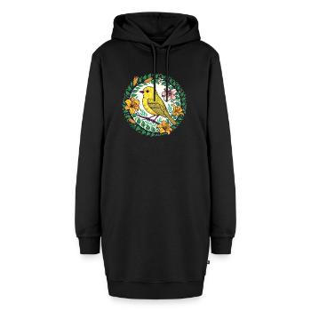 Gelber Fink - Hoodie-Kleid - Schwarz - Vorne - AI Model Female 172 light (172cm)