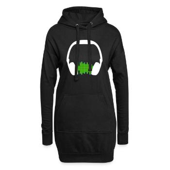 Casque Techno Music Party Equalizer Waves Logo - Sweat-shirt à capuche long Femme - noir - Devant