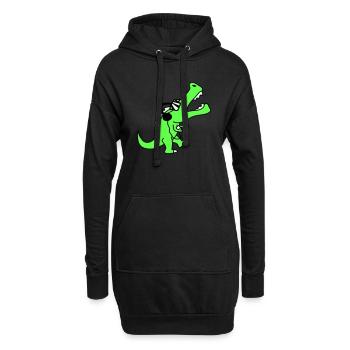 Crocodile DJ Cool Dino Party Club Musique Écouter Fun - Sweat-shirt à capuche long Femme - noir - Devant