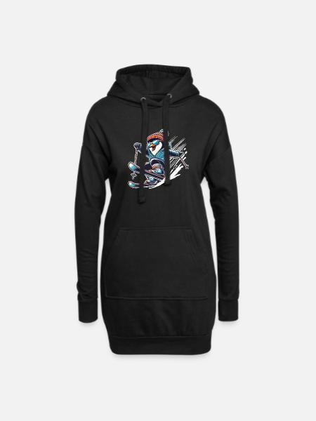 Ski Pinguin - Hoodie-Kleid - Schwarz