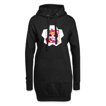 Kawaï Chaton joueur - Sweat-shirt à capuche long Femme - noir - Devant