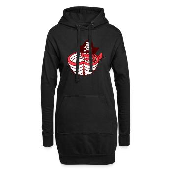 ver chenille pirate mignon pagayer boucanier bateau à rames - Sweat-shirt à capuche long Femme - noir - Devant