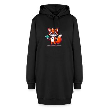 fuchs schlau buch - Hoodie-Kleid - Schwarz - Vorne - AI Model Female 172 light (172cm)