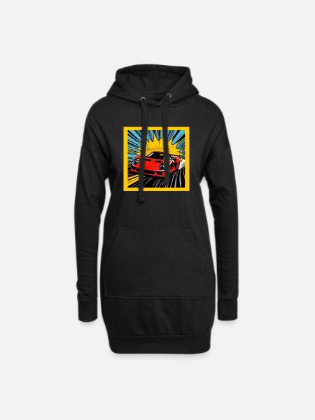 Voiture de sport - Sweat-shirt à capuche long Femme - noir