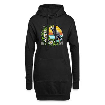 Afrikanischer Graupapagei - Hoodie-Kleid - Schwarz - Vorne