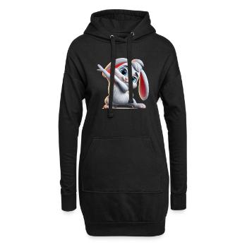 hase dabbing comic - Hoodie-Kleid - Schwarz - Vorne