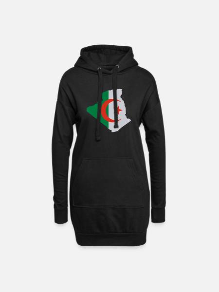 Algérie - Sweat-shirt à capuche long Femme - noir