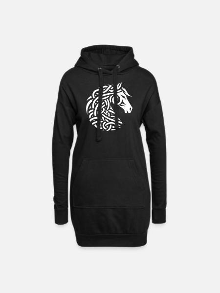 Weißes keltisches Pferd - Hoodie-Kleid - Schwarz