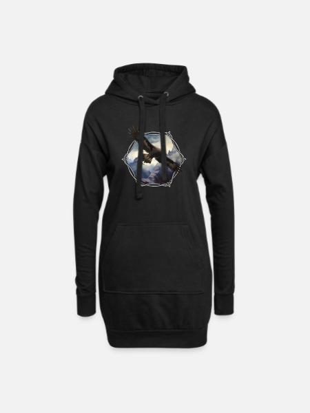 Adler - Hoodie-Kleid - Schwarz