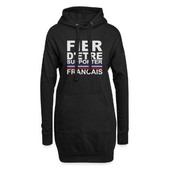 Fier d'être supporter Français - version 1 - Sweat-shirt à capuche long Femme - noir - Devant