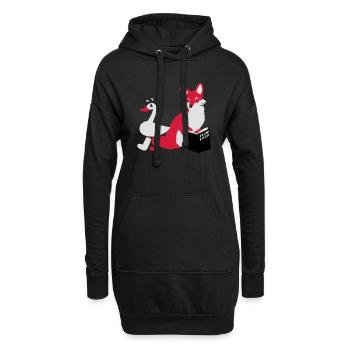Slow Food Fuchs und Gans - Hoodie-Kleid - Schwarz - Vorne