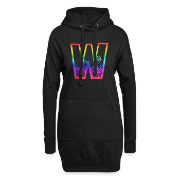 regenbogen w - Hoodie-Kleid - Schwarz - Vorne