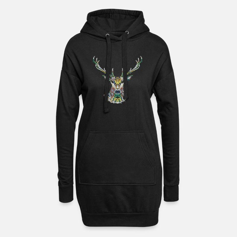 Le cerf - Sweat-shirt à capuche long Femme - noir